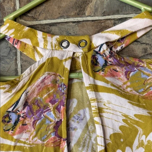 Free People Chartreuse Floral Off-Shoulder Blouse - Picture 8 of 9